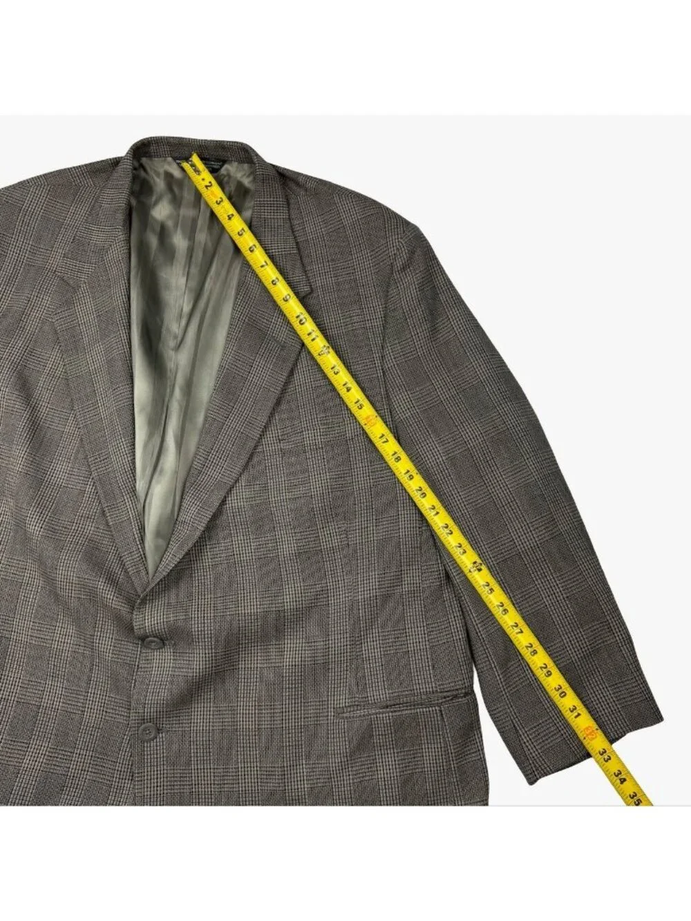 Pierre Cardin Men’s Wool 2-Button Blazer Gray Plaid Herrringbone • 56R